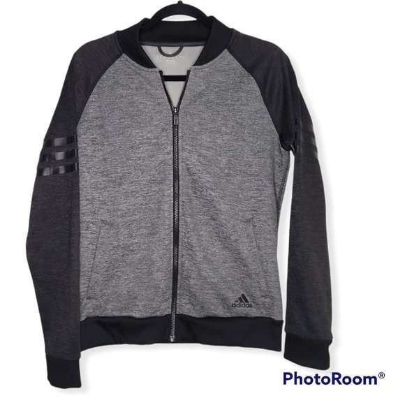 adidas Tops - 🌼HP🌼 Adidas Women's ClimaWarm Full Zip Heather Gray/Black Fleece Jacket - M